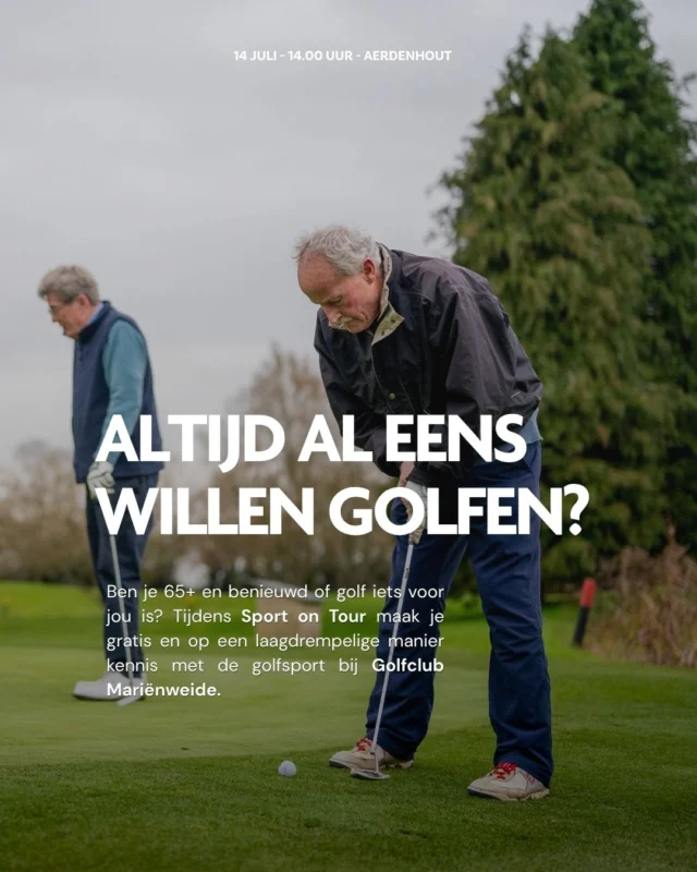Altijd al eens willen golfen?

Ontdek hoe leuk golf is tijdens Sport on Tour! Maak gratis en laagdrempelig kennis met de golfsport bij  Golfclub Mariënweide op dinsdag 14 juli

Aanmelden is gratis via de link in onze bio!

#jongenoudinbeweging #sportsupport #beweegaanbod #sportontour